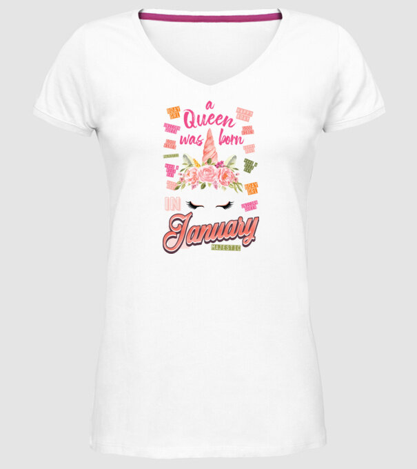 A queen was born in JANUÁR model alb pe tricou