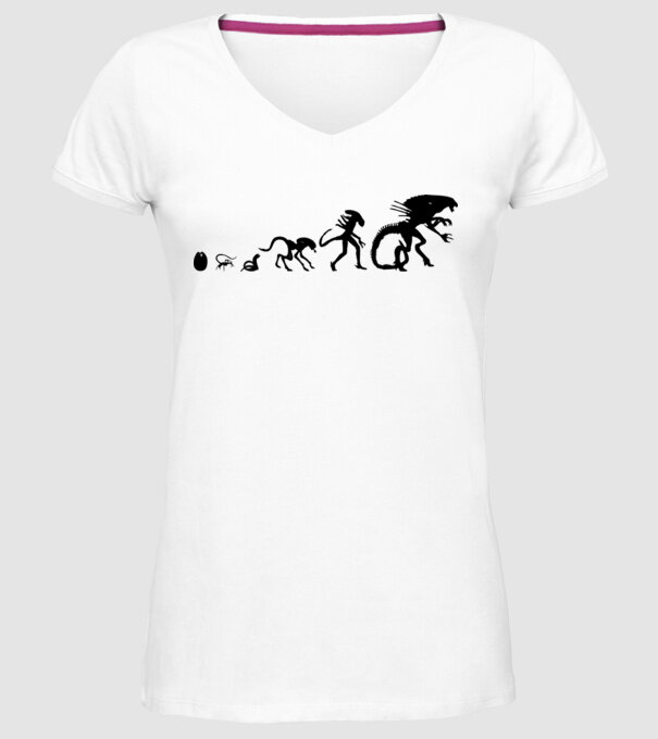 Evoluție Alien model alb pe tricou