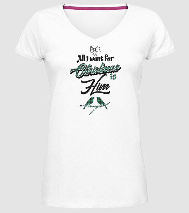 All i want for Christmas is Him model alb pe tricou