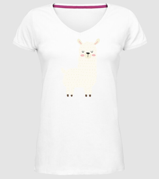 Alpaca model alb pe tricou