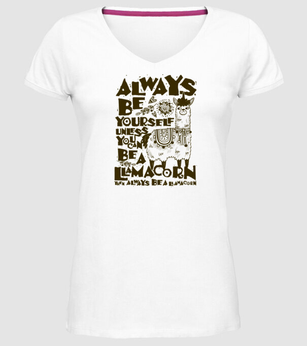 Always be a llamacorn model alb pe tricou
