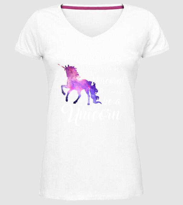 Always be UNICORN model alb pe tricou