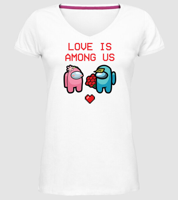 Among us love model alb pe tricou
