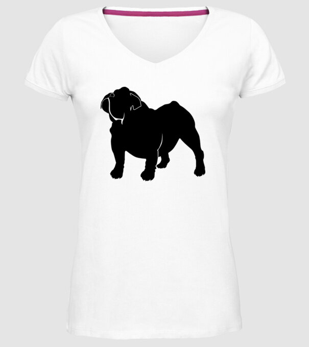 Bulldog englezesc model alb pe tricou