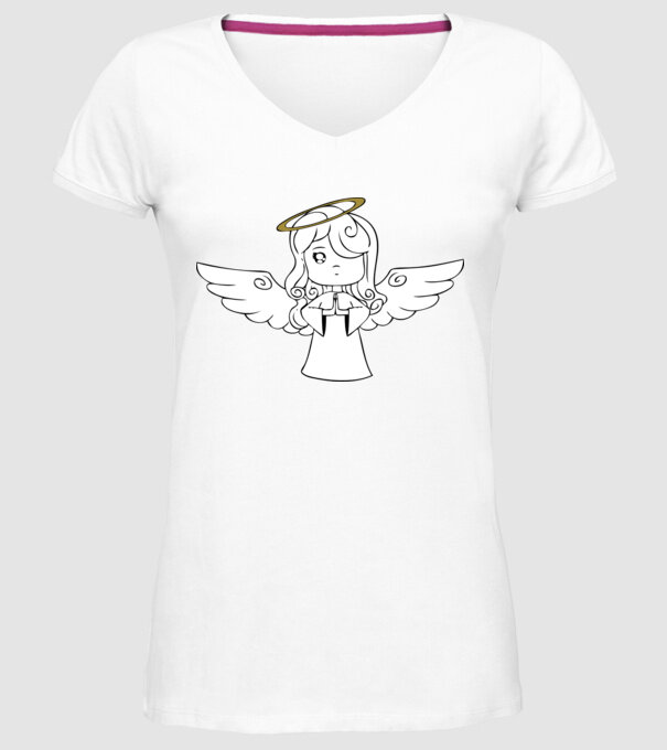 Îngeraș model alb pe tricou