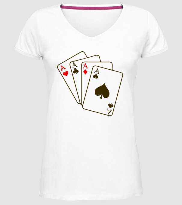 Ași model alb pe tricou