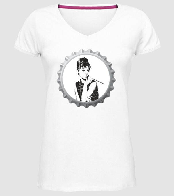 Audrey model alb pe tricou