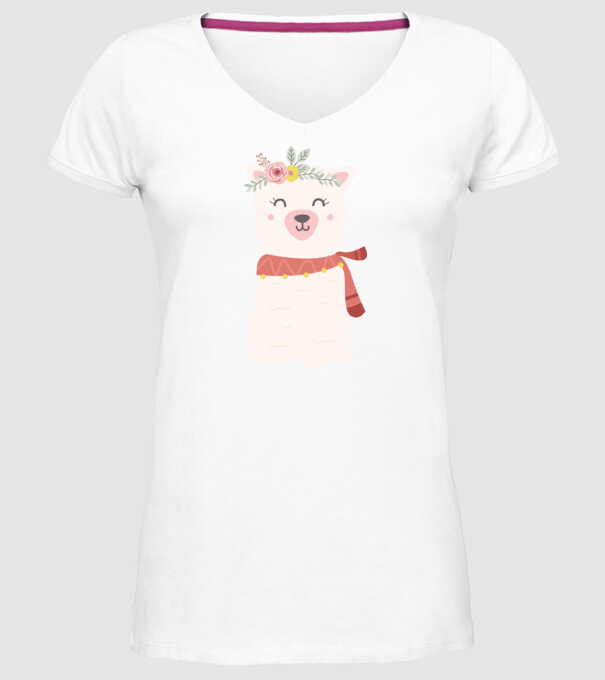 Baby lama model alb pe tricou