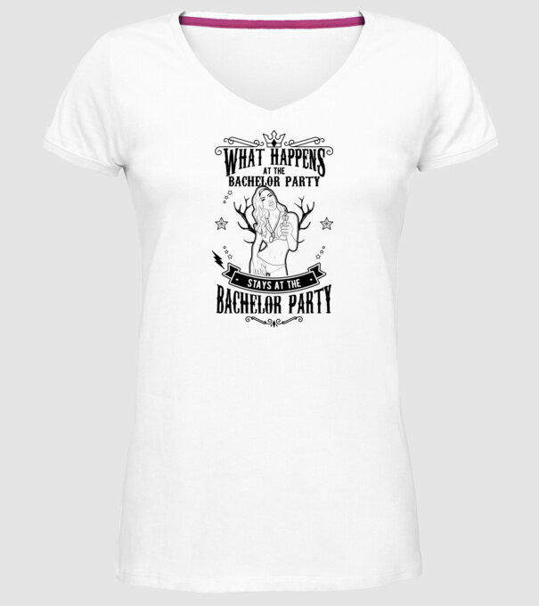 Bachelor party model alb pe tricou