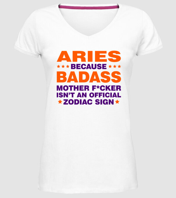 Badass zodiac ARIES model alb pe tricou