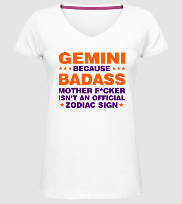 Badass zodiac GEMINI model alb pe tricou