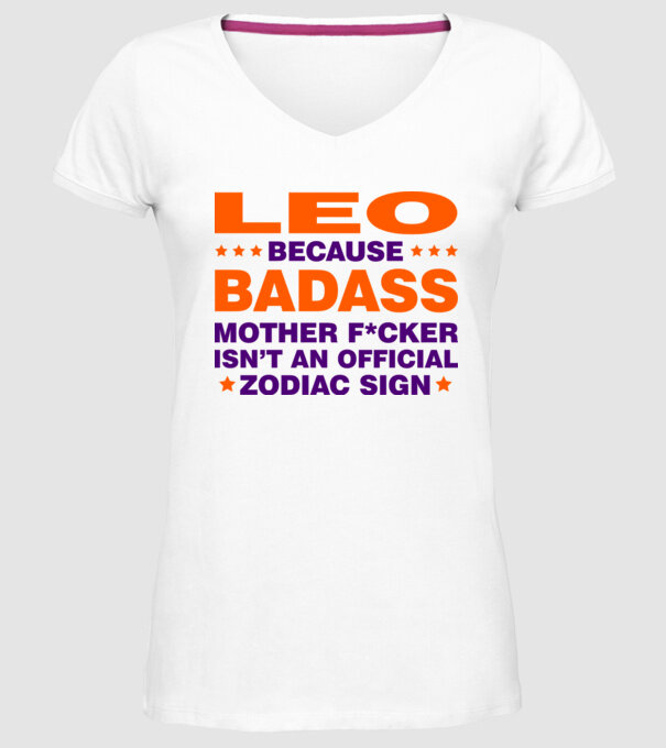 Badass zodiac LEO model alb pe tricou