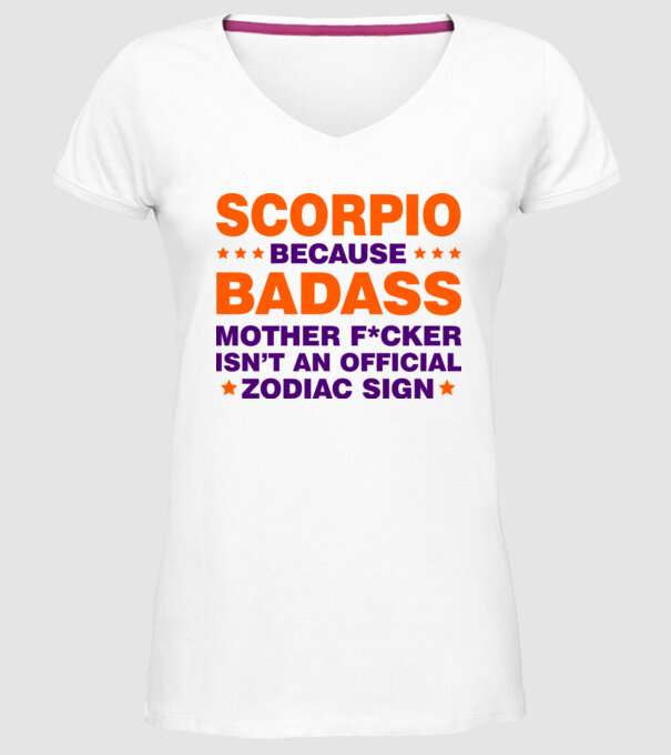 Badass zodiac SCORPIO model alb pe tricou