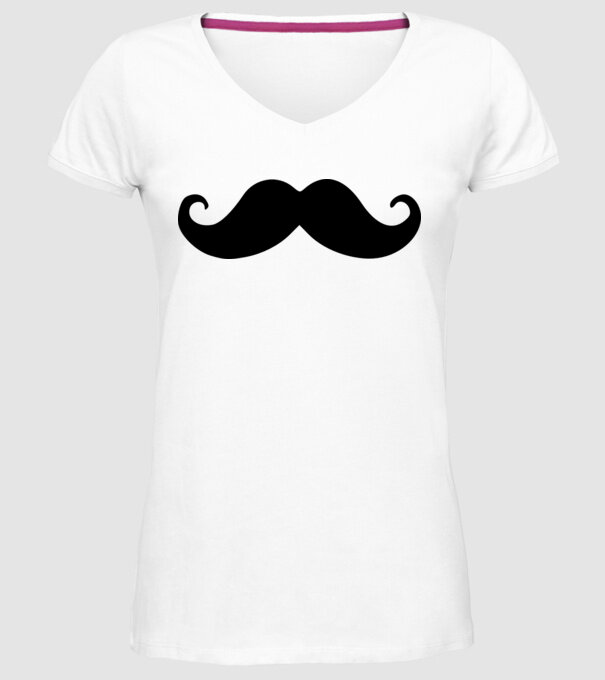 mustață1 model alb pe tricou