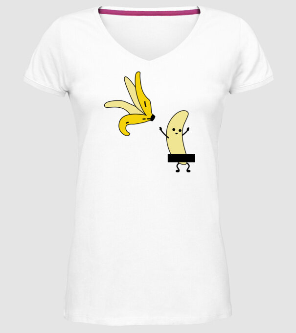 Cuplu Banană băiat model alb pe tricou