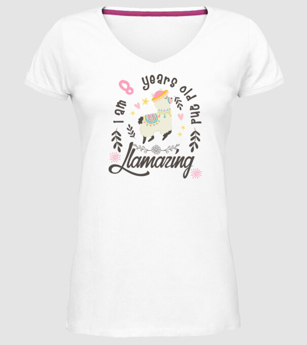 Birthday Llamazing 8 years old model alb pe tricou
