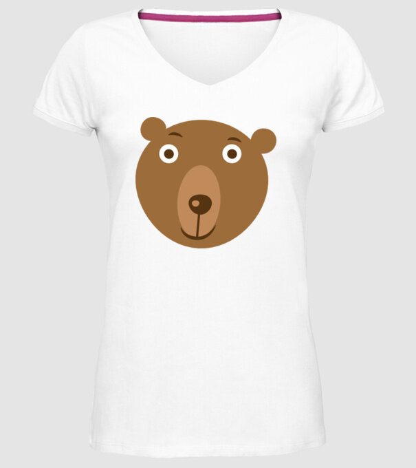 Bear Face model alb pe tricou