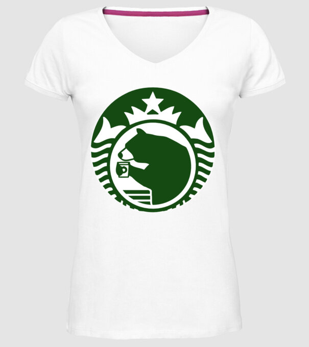 Bear Bucks model alb pe tricou