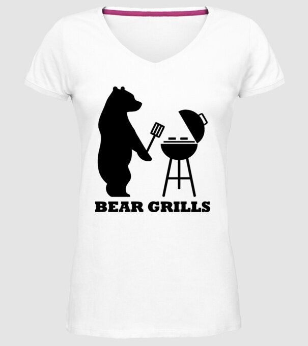 Bear Grills model alb pe tricou