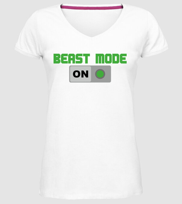 Beastmode model alb pe tricou