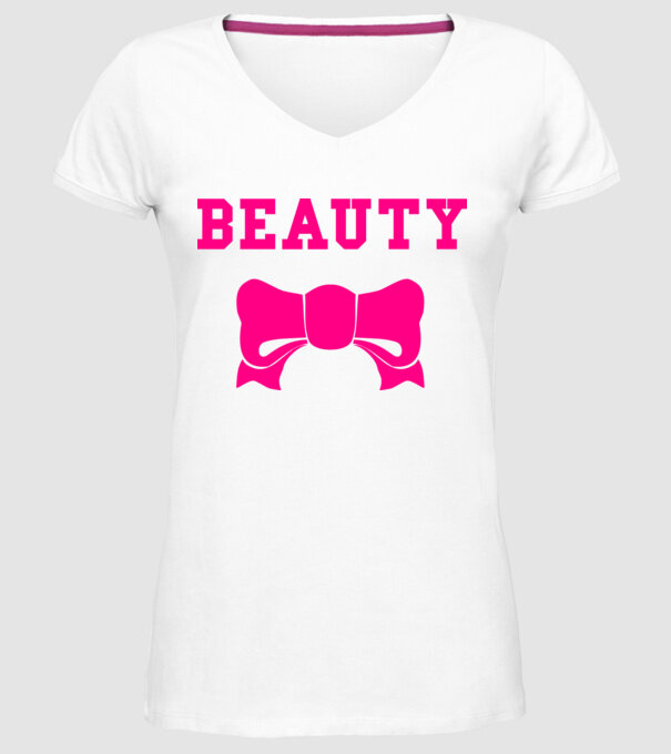 beauty model alb pe tricou