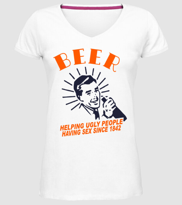 beeer model alb pe tricou