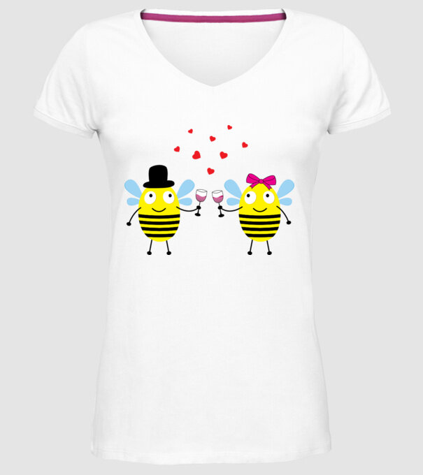 Bee Love model alb pe tricou