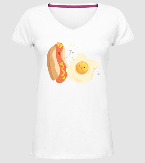 best friends hot dog egg model alb pe tricou