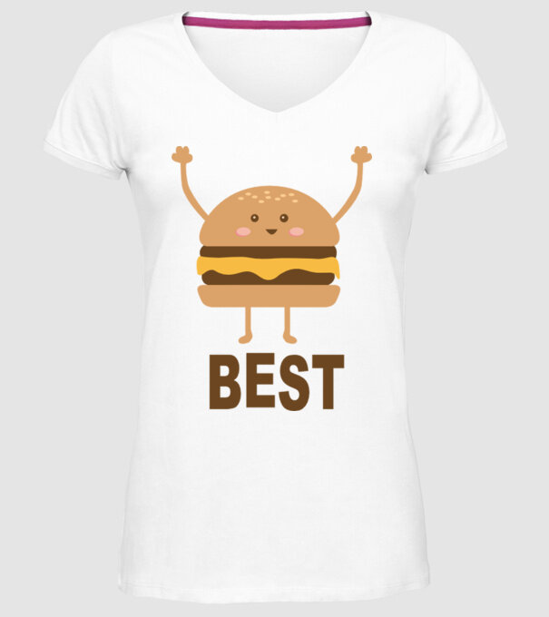 Best hamburger model alb pe tricou