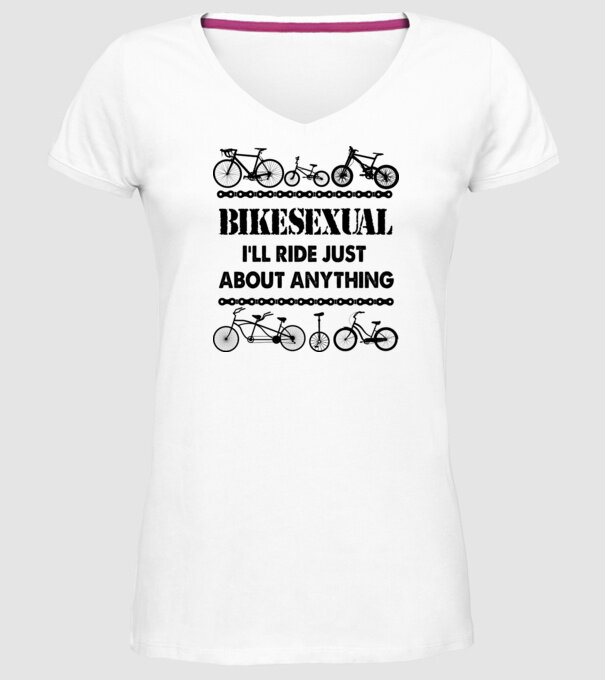 Bikesexual model alb pe tricou