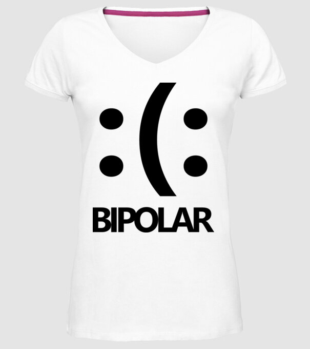 Bipolar model alb pe tricou
