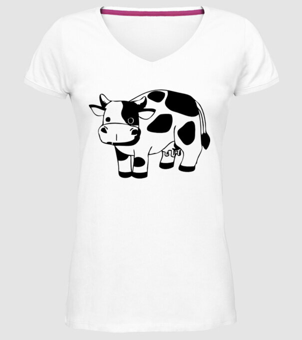 Vițel model alb pe tricou