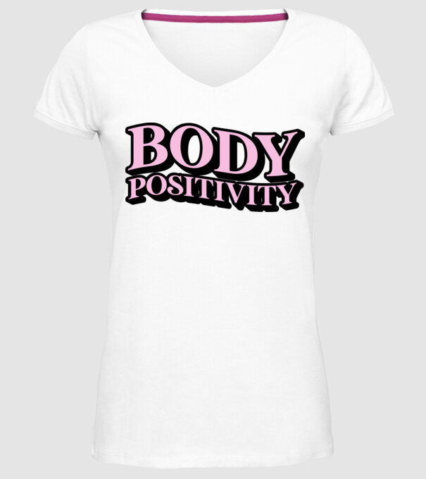 BodyPositivity model alb pe tricou