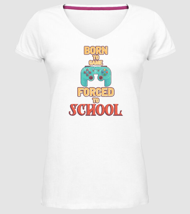 Born to game model alb pe tricou