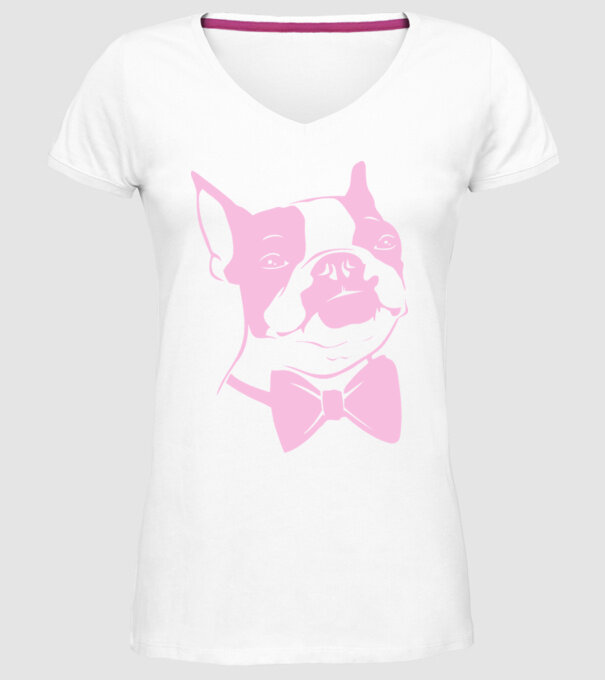 Boston Terrier model alb pe tricou