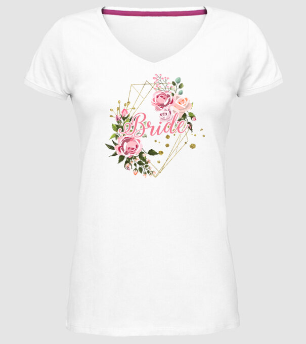 BRIDE roses floral model alb pe tricou