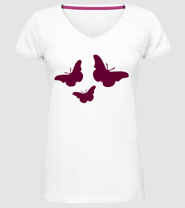 Butterflies model alb pe tricou