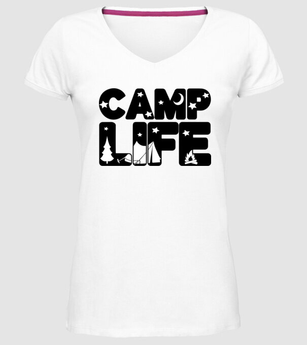 Camp life 2c model alb pe tricou