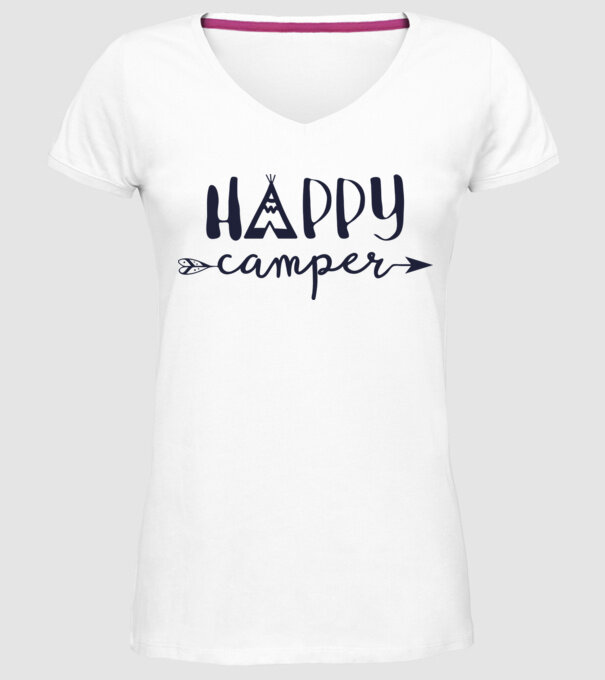 Camper tepee model alb pe tricou