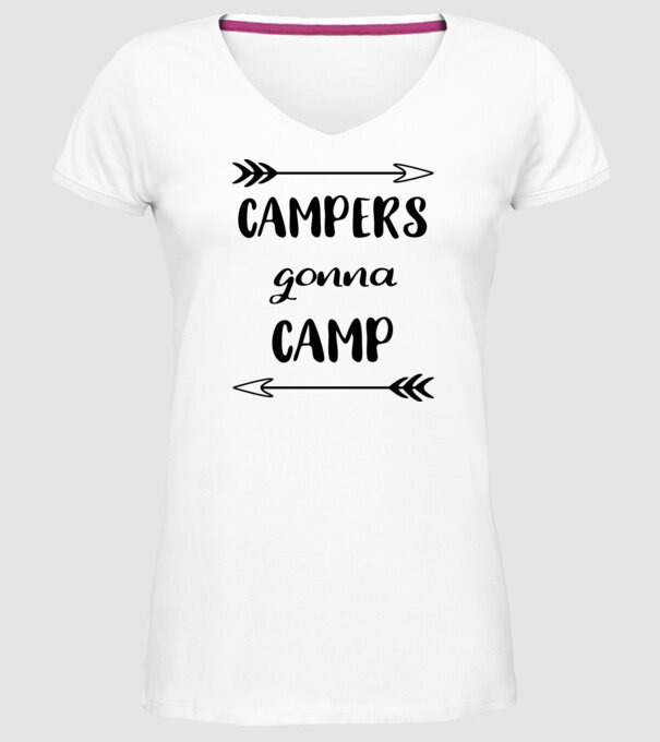 Campers gonna camp model alb pe tricou