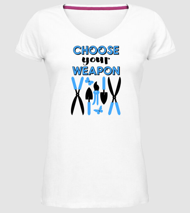 Choose your weapon model alb pe tricou