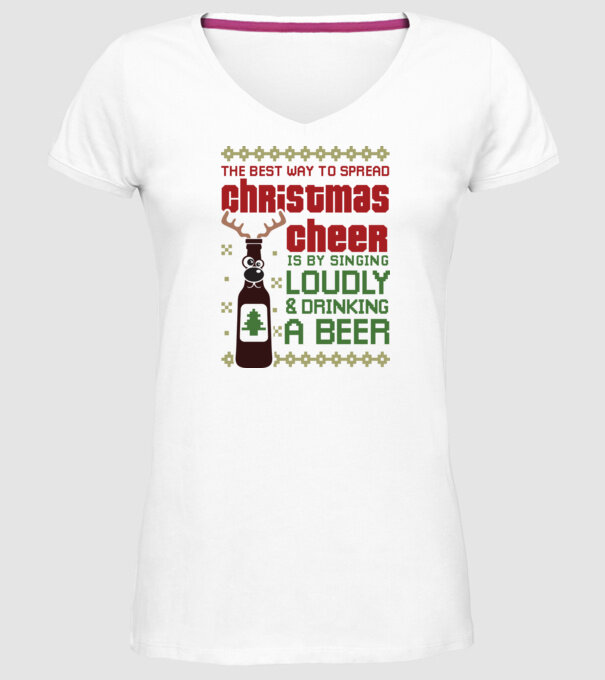 Christmas cheer beer pulovăr urât model alb pe tricou