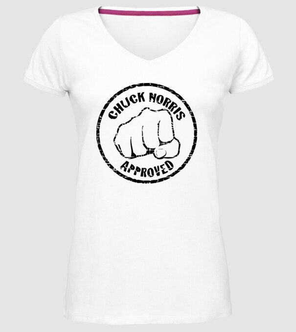 Chuck Norris Approved model alb pe tricou