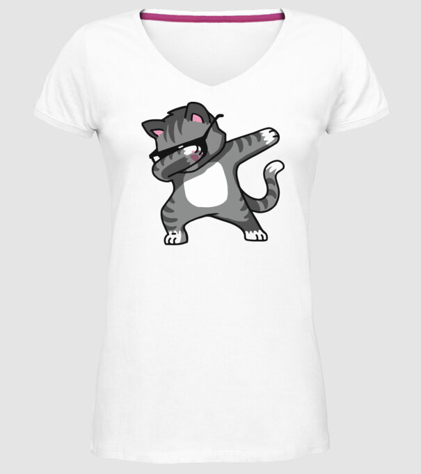 Pisică DAB model alb pe tricou