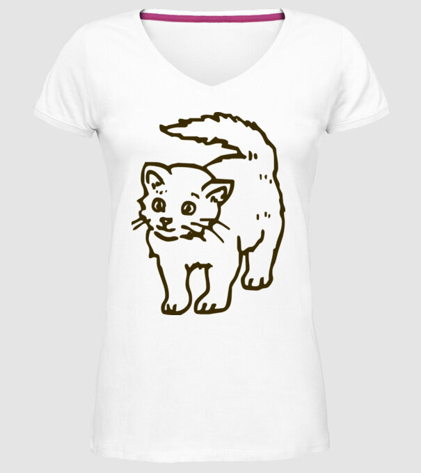 Pisică model alb pe tricou
