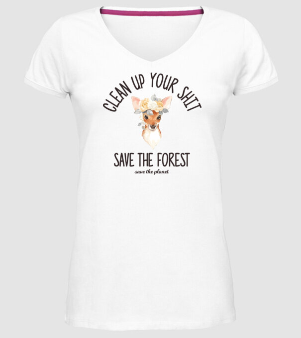 Clean up your shit model alb pe tricou