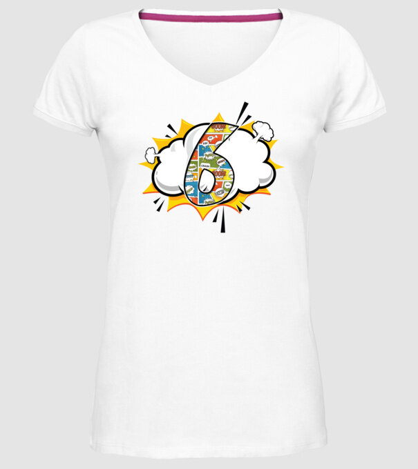 Birthday Comic Number 6 model alb pe tricou