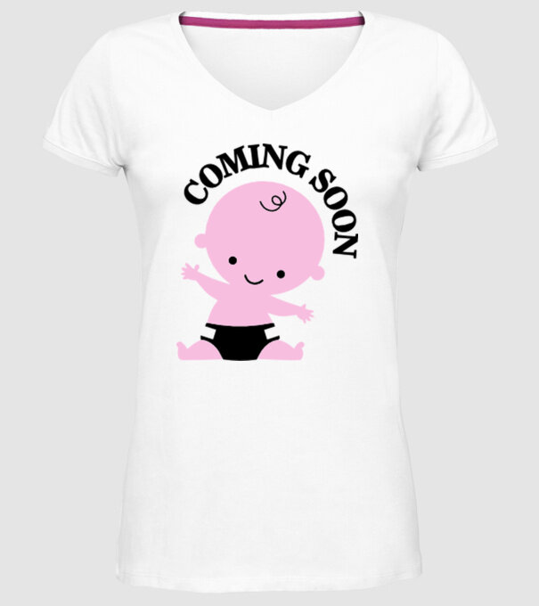 Coming soon baby model alb pe tricou