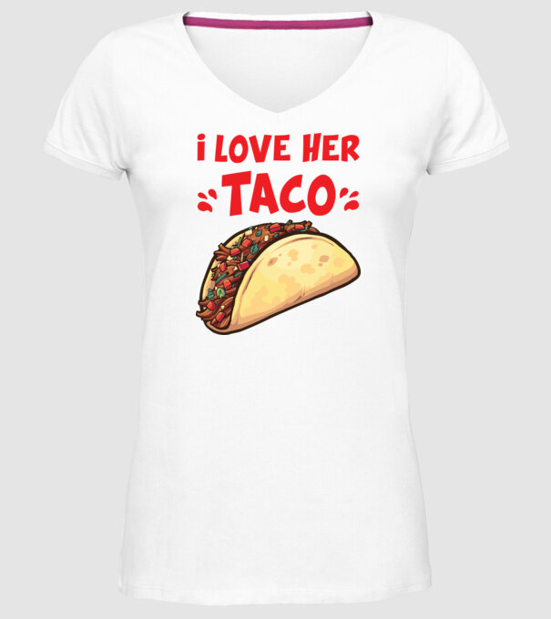 Couple TACO model alb pe tricou