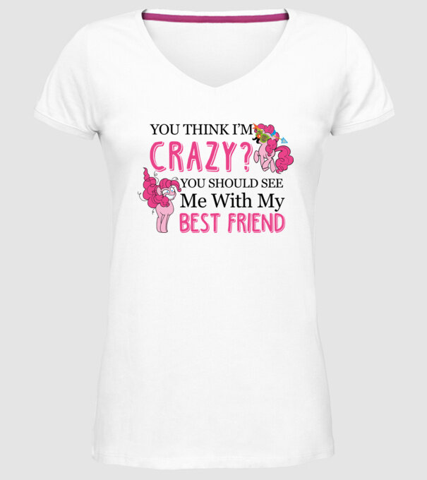 Crazy Friend Unicorn model alb pe tricou